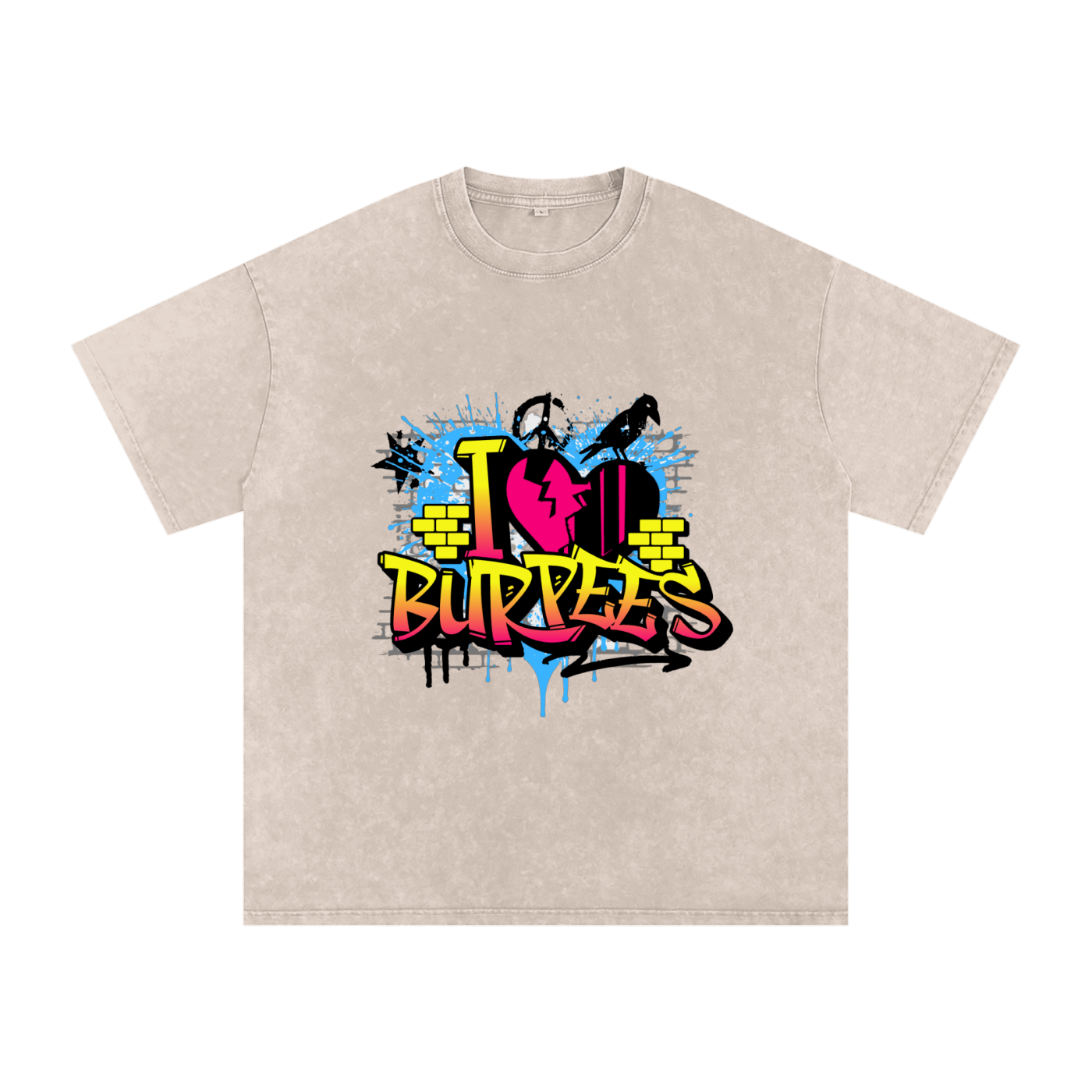 I Love Burpees Snow Washed Oversized Cotton T-Shirt