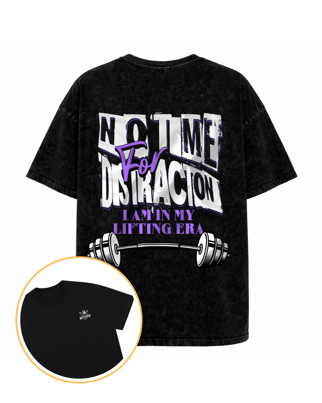 No time for distraction, I am in my lifting era / Snow Washed Oversized Cotton T-Shirt