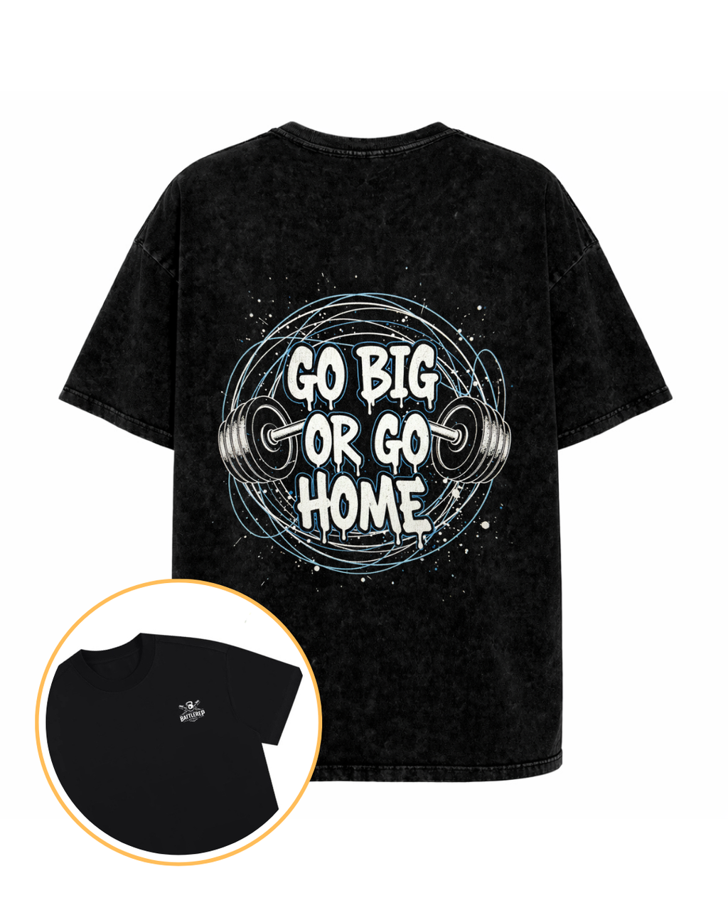 Go Big or Go Home Dumbells / Snow Washed Oversized Cotton T-Shirt