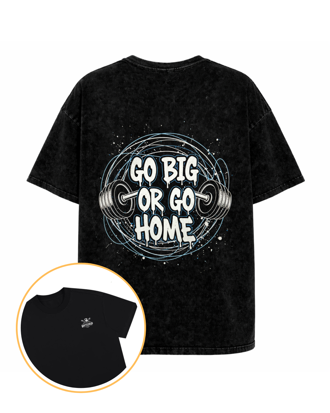 Go Big or Go Home Dumbells / Snow Washed Oversized Cotton T-Shirt