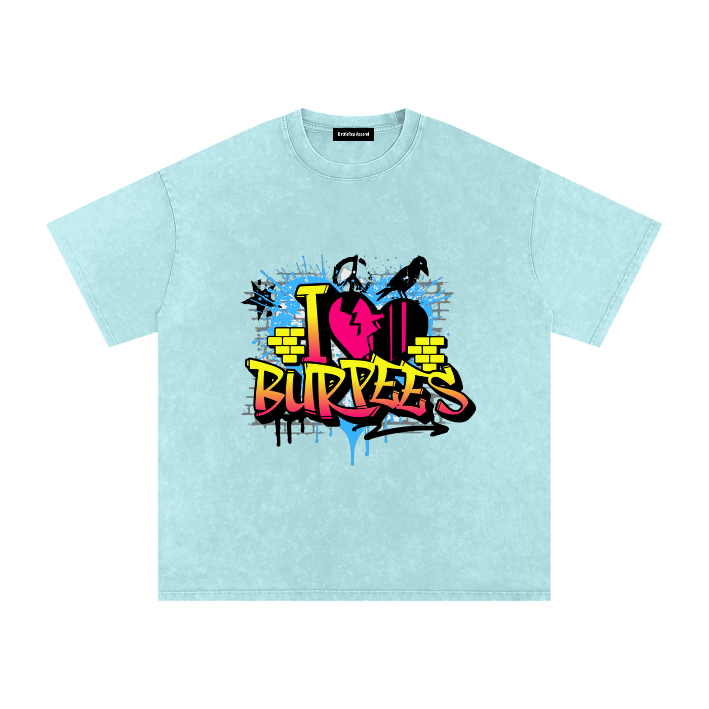 I Love Burpees Snow Washed Oversized Cotton T-Shirt