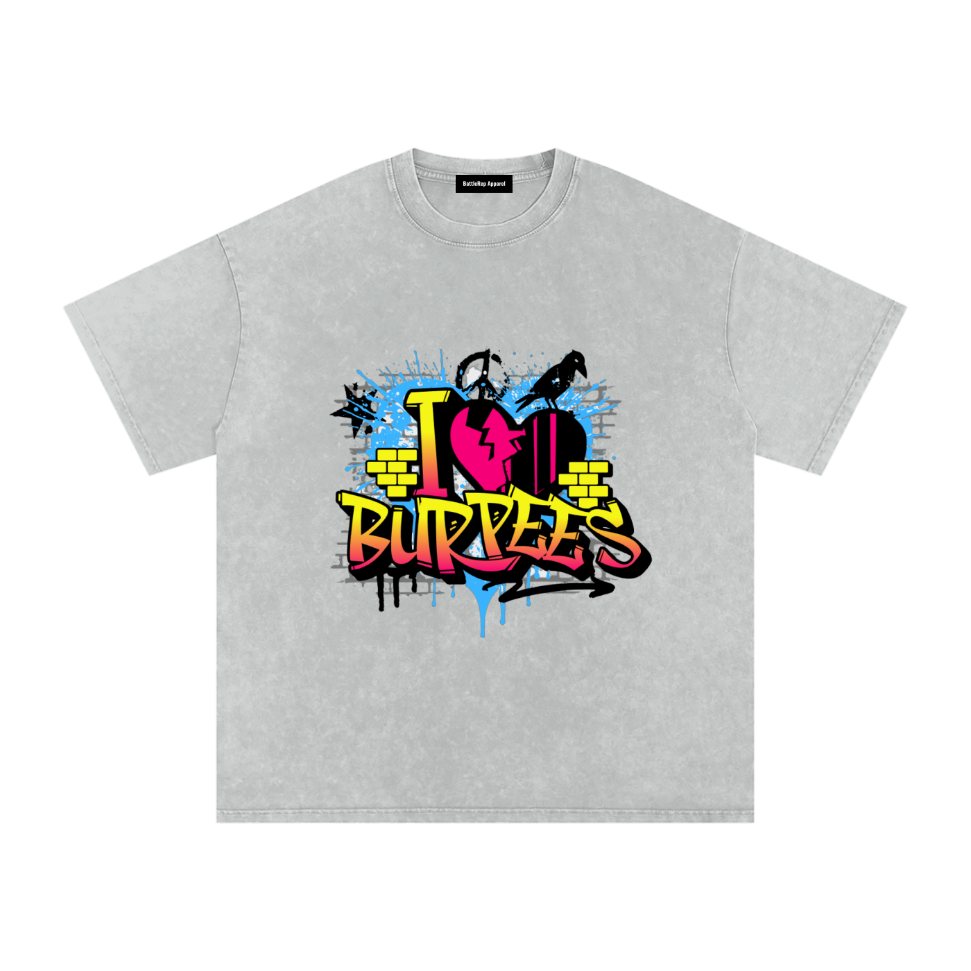 I Love Burpees Snow Washed Oversized Cotton T-Shirt