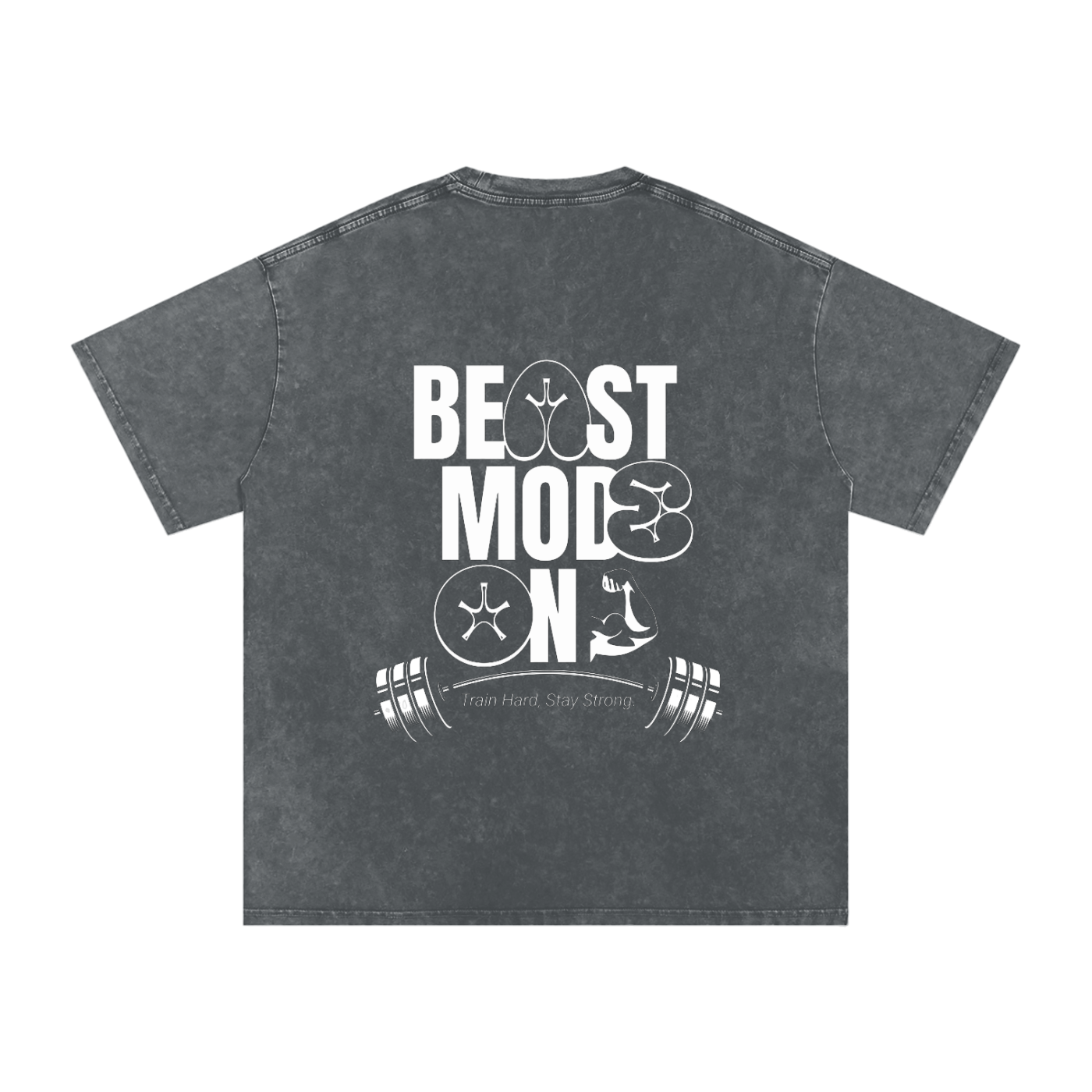 Beast Mode On / Snow Washed Oversized Cotton T-Shirt