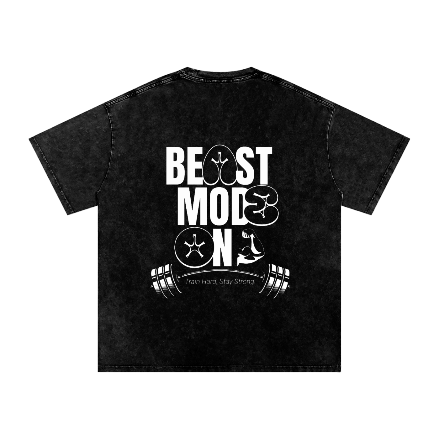 Beast Mode On / Snow Washed Oversized Cotton T-Shirt